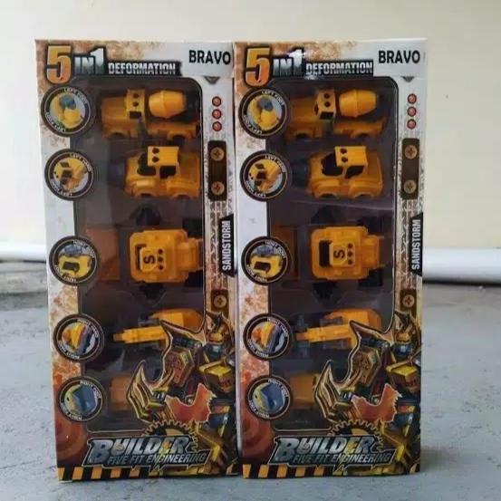 Mainan Anak Edukasi Bongkar Pasang Robot Gabungan 5 Mobil Jad