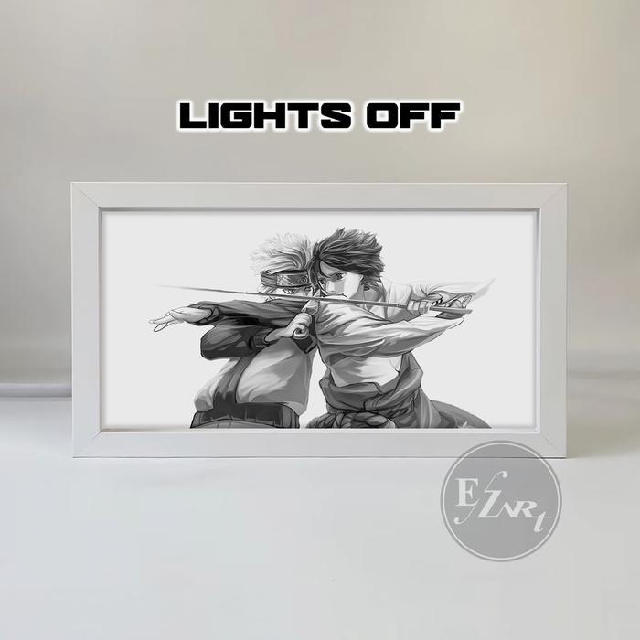 Mini Light Painting Anime Naruto Boruto Bingkai Lampu LED 3D Lightbox Pigura Pajangan Dekorasi Meja