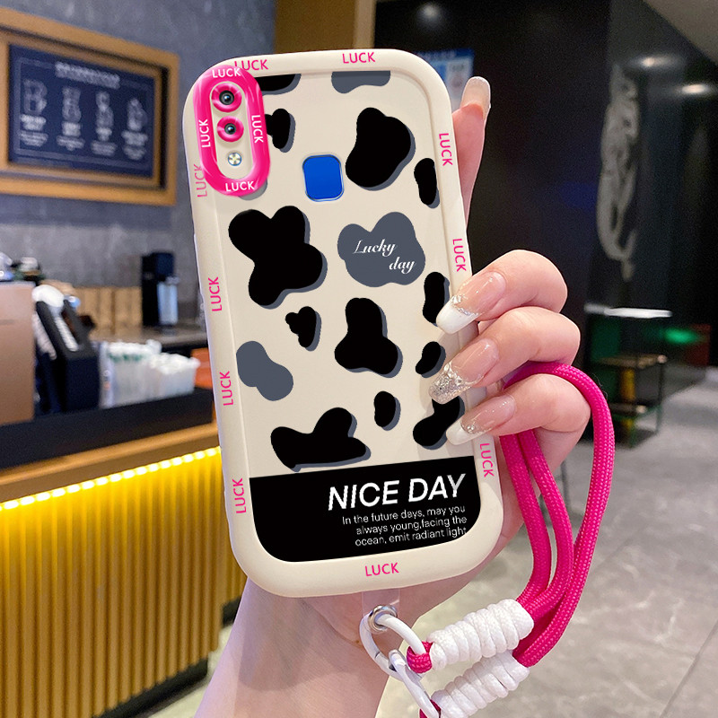 Casing Hp untuk VIVO Y91 Y91i Y93 Y95 Y91C Y1S Y90 Case Casing HP Softcase silikon Kasing lanyard pr