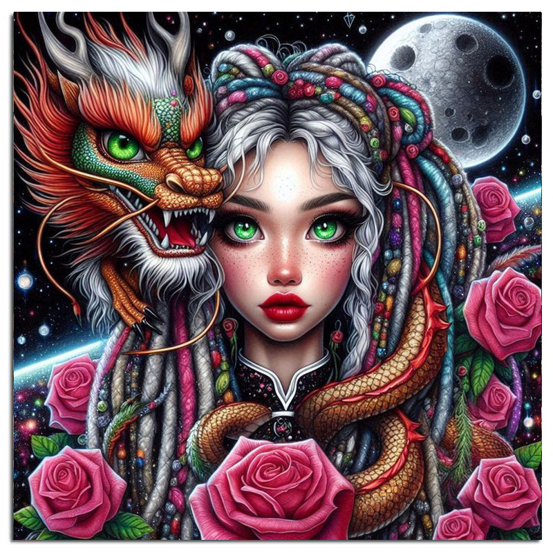 DIY Diamond Mosaic Embroidery Chinese Dragon And Rose Girl 5d Diamond Painting Cross Stitch Kits New