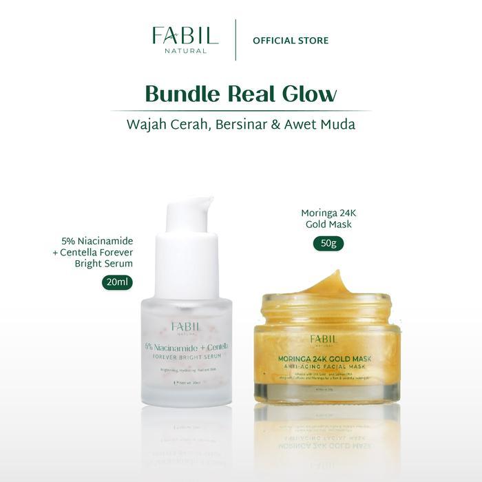 [2 Pcs] Fabil Bundle Forever Bright And Young Serum + 24K Gold Mask - Paket Skincare Bikin Wajah