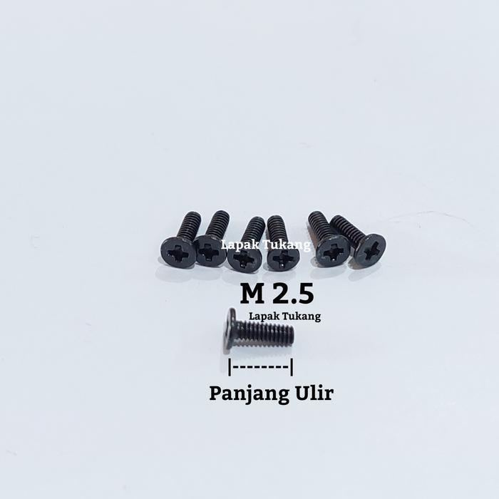 vcju- 100Pcs Baut Komputer Hitam M2.5X4 M2.5X5 M2.5X6 M2.5X7 M2.5X8 M2.5X10 Baut Laptop M2.5