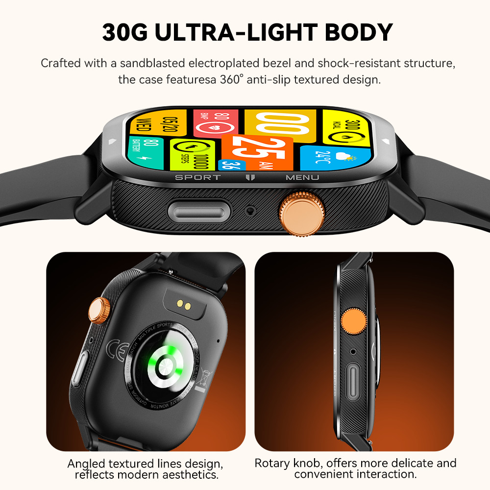 CUBOT Smartwatch U1, 1.93-inch Ultra-Thin Display,Heart Rate,Waterproof Sport Smart Watch for