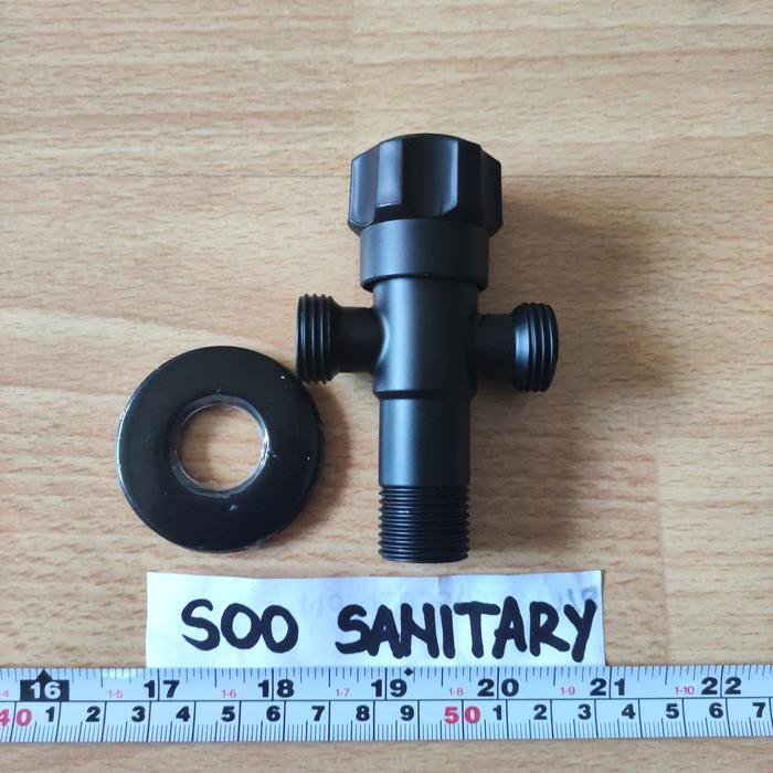 PALOMA - Kran Double Shower Hitam 1/2" - Keran Air T Cabang 3 Kloset Black