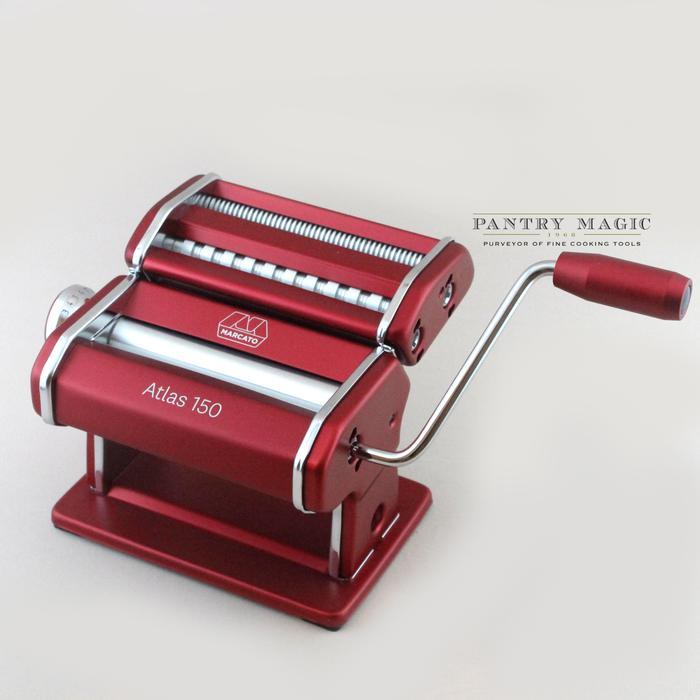 Marcato Atlas 150 Pasta Maker - Mesin Pembuat Pasta Manual dengan 12 Aksesori Khusus, Baja Stainless Steel, Chrome