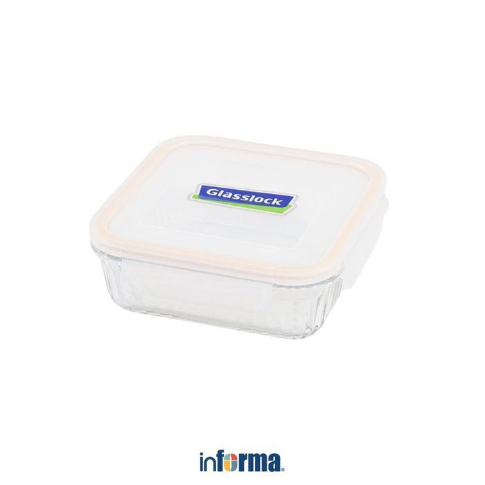 Informa Glasslock 830 ml Retro Wadah Makanan Oven Square - Kuning Kotak Makan Penyimpanan Makanan