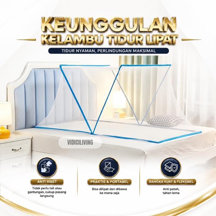 NW Kelambu Tidur Praktis Anti Nyamuk Lipat Ukuran Kasur 65x120 80x190 100x190 135x190