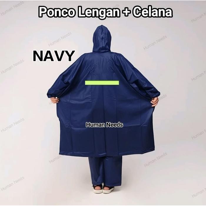 Stelan Jas Hujan Ponco Poncho Lengan+Celana Jumbo Bahan Mirip Axio Tebal/Raincoat Mantel Mantol Ujan