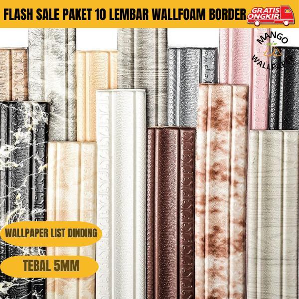 Paket 10 Lembar Wallborder Foam 3D (1.3 Meter) Wallpaper List Foam Stiker Dinding Biru