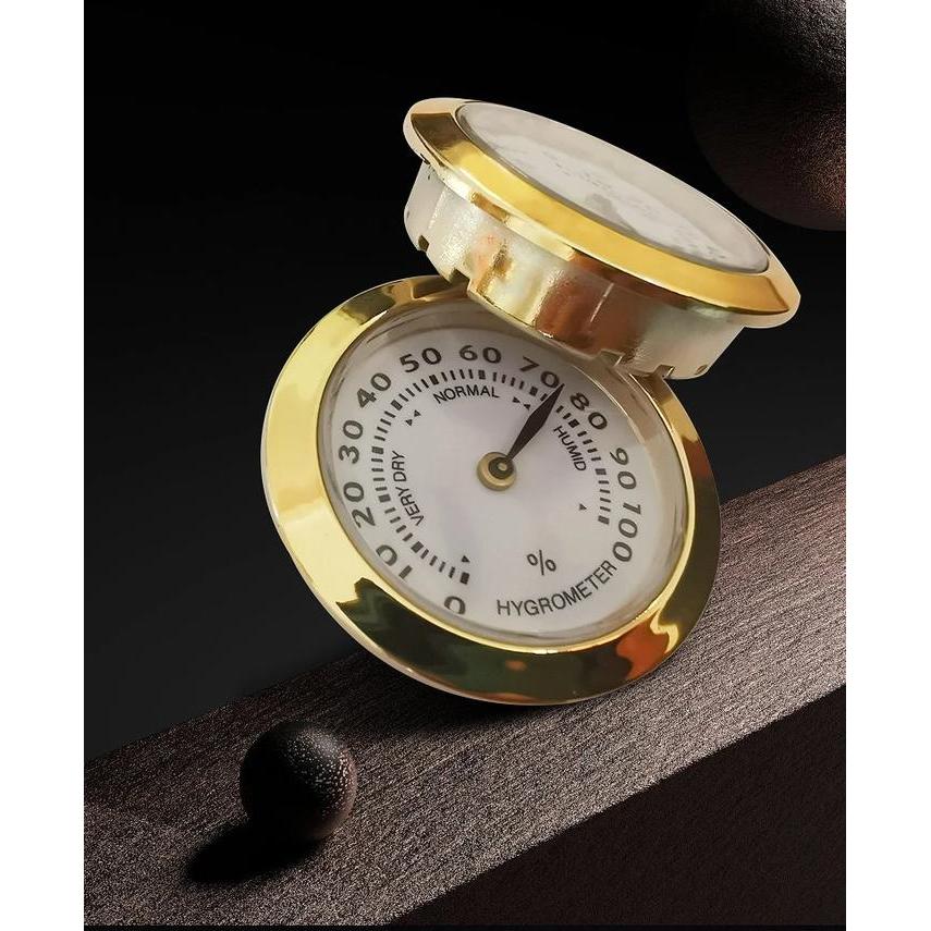 CIGAR BOX JUGGLING MOISTURE-PROOF BOX DIRECT PIN EMBEDDED 37MM POINTER MINI GOLD SILVER THERMOMETER
