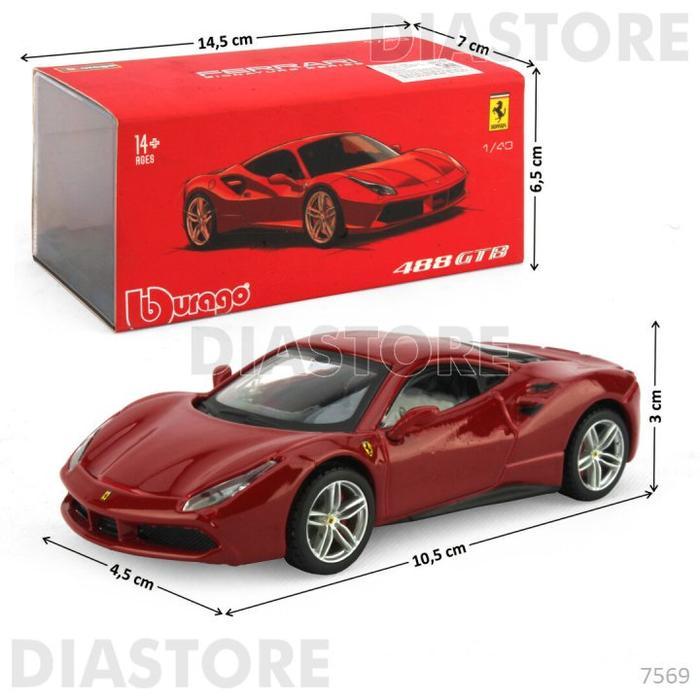 DIECAST MAINAN MOBIL BBURAGO FERRARI SIGNATURE 488 GTB 1:43 - 36904