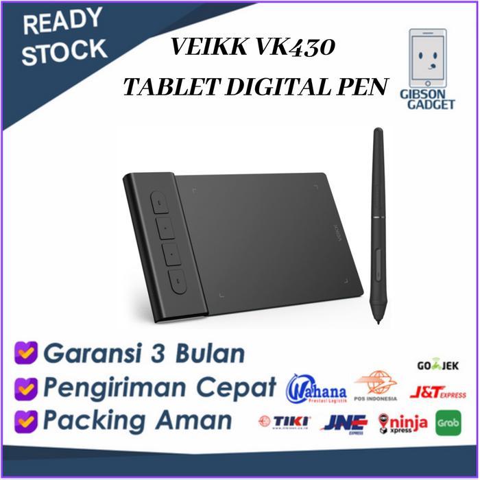 TERLARIS VEIKK VK430 Papan Gambar Digital, Papan Menggambar Digital Sensitivita Pen Monitor Pena