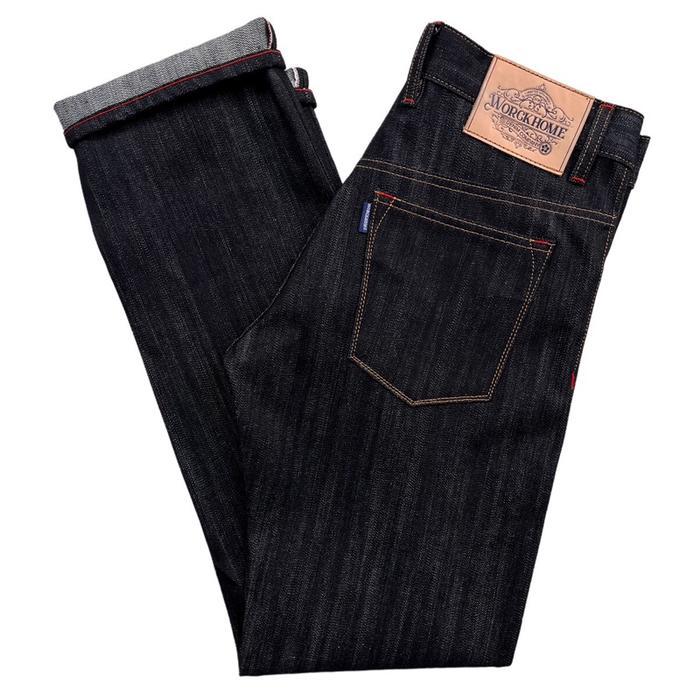 Worckhome Denim Shimer Celana Panjang Denim Slim Straight Raw Indigo 14,5oz Selvedge Ukuran 26 Slub 