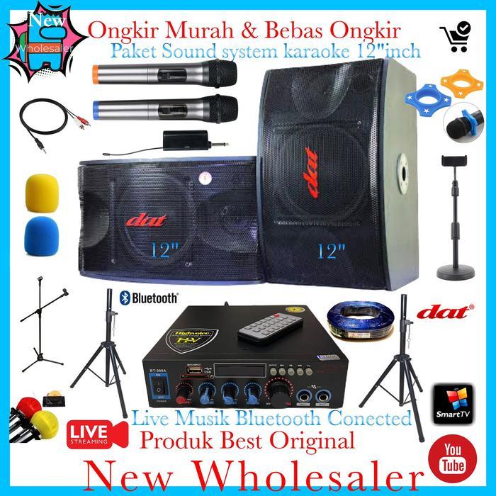 Paket Set Sound Karaoke dat speaker 12 inch Bluetooth Audio musik Live
