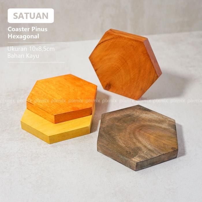 Tatakan Gelas Coaster Pinus Hexagonal Properti Foto Produk
