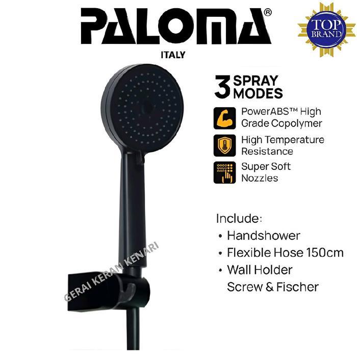 Paloma Ssp2309Mb Shower Set Handshower Hitam Black Selang Air Kepala Shower Mandi
