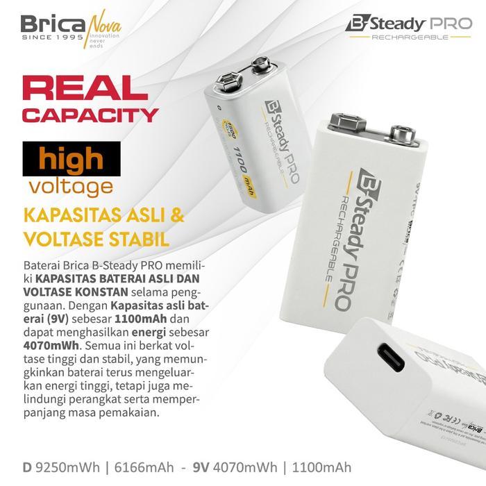 Brica B-Steady PRO 9V Li-Ion Rechargeable Battery - Premium Battery - Battery Rechargeable - Baterai