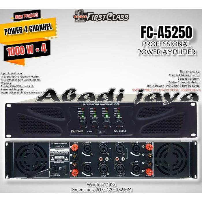 power amplifier firstclass fc a5250 firstclass fca 5250 1000 watt x 4