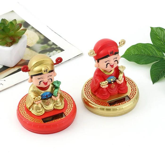Patung Caisen Dewa Rezeki Solar / Patung Solar Cai Sen Dewa Rezeki Dashboard Mobil Buddha
