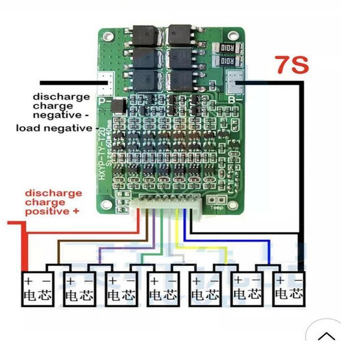 Ready Stok EM bms balanced battery management system 7S 25A 24V BMS 18650 3.7V