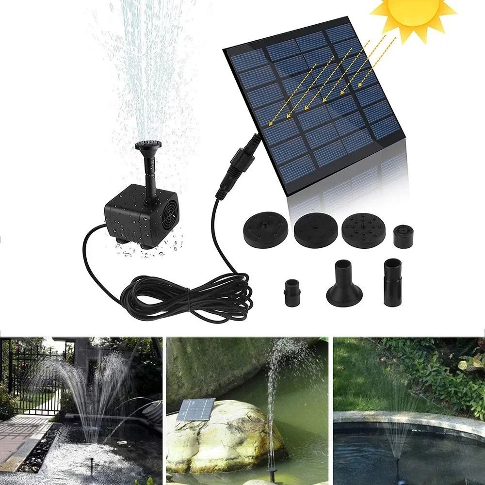 Mini Solar Panel Water Pump DC Brushless DIY Solar Fountain Pump 4 Nozzles 200L/H Solar Water