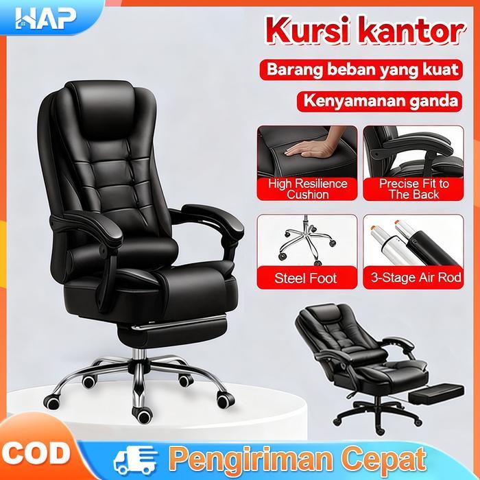 COD Kursi kantor bos mewah ringan Kursi Kerja Kursi Putar Hidrolik Kursi Gaming Dengan pijakan kaki