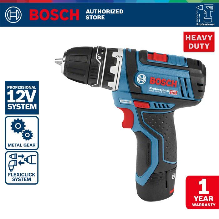 Bosch Cordless Drill Driver / Bor Obeng Baterai 12Volt GSR 12V-15FC