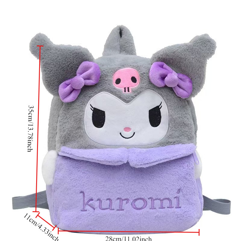New Sanrio Cartoon Lovely Plush Backpack Cinnamoroll Kuromi Girl Heart Large Capacity My Melody