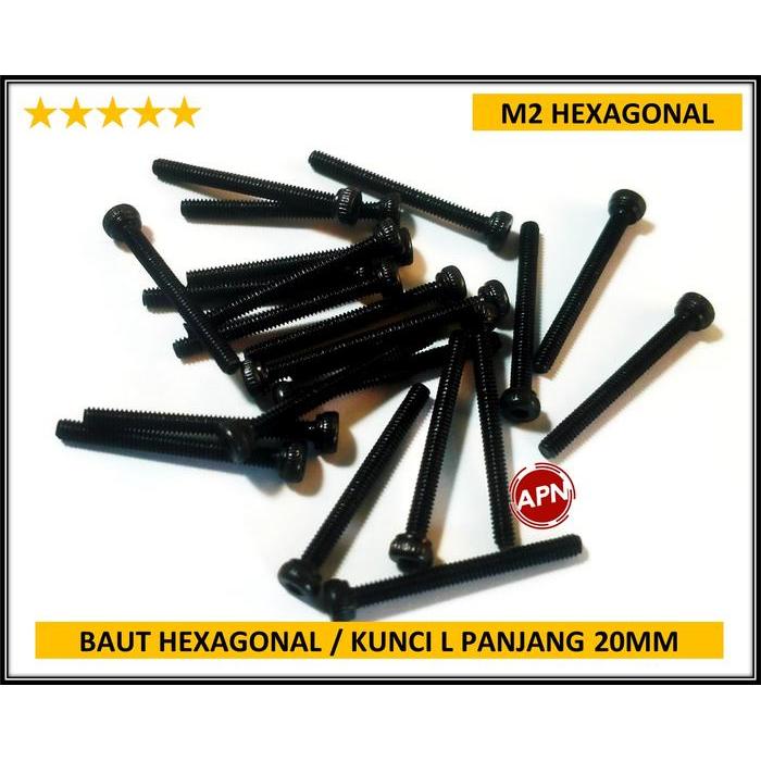50PCS BAUT M2 20MM HEXAGONAL / BAUT HEX / PANJANG 20MM DIAMETER 2MM PROMO
