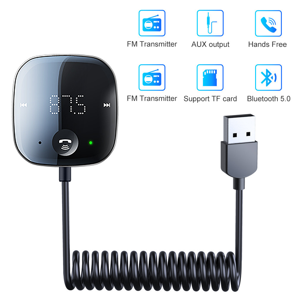 Bluetooth 5.0 FM/AUX Transmitter Audio FM Transmitter and Receiver Hands-Free Car Adapter FM