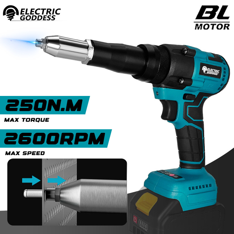 Electric Goddess Brushless Electric Rivet Gun 2.44.8mm Cordless Rivet Nut Gun Drill Insert Power