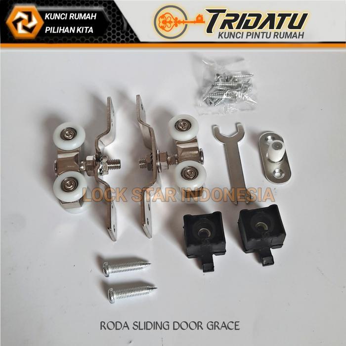 RODA PINTU SLIDING GESER 1 SET COMPLETE RODA SLIDING DOOR NYLON