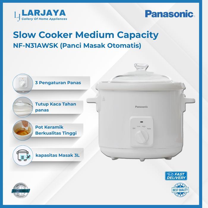 Panasonic Slow Cooker NF-N31AWSK Kapasitas 3 Liter dengan 3 Mode Panas & Panci Keramik Anti Lengket 