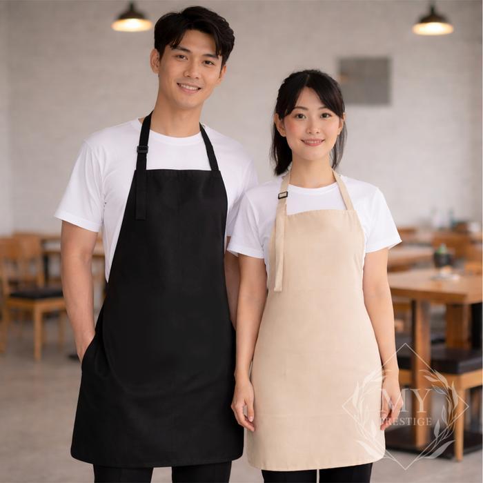 Celemek Kain Katun Polos Celemek Masak Polos Tanpa Kantong Tidak Waterproof