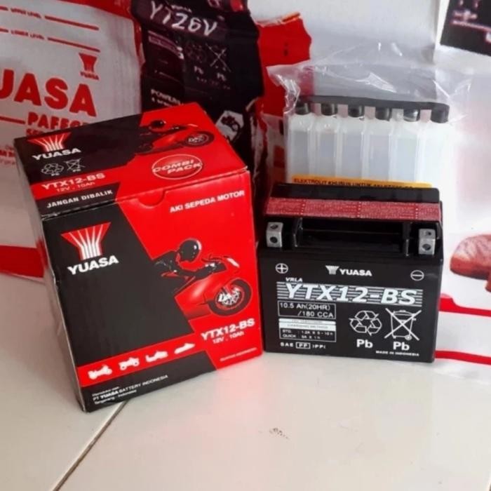Aki Baterai Kering Yuasa Ytx12 Bs 12V 10Ah Kawasaki Ninja