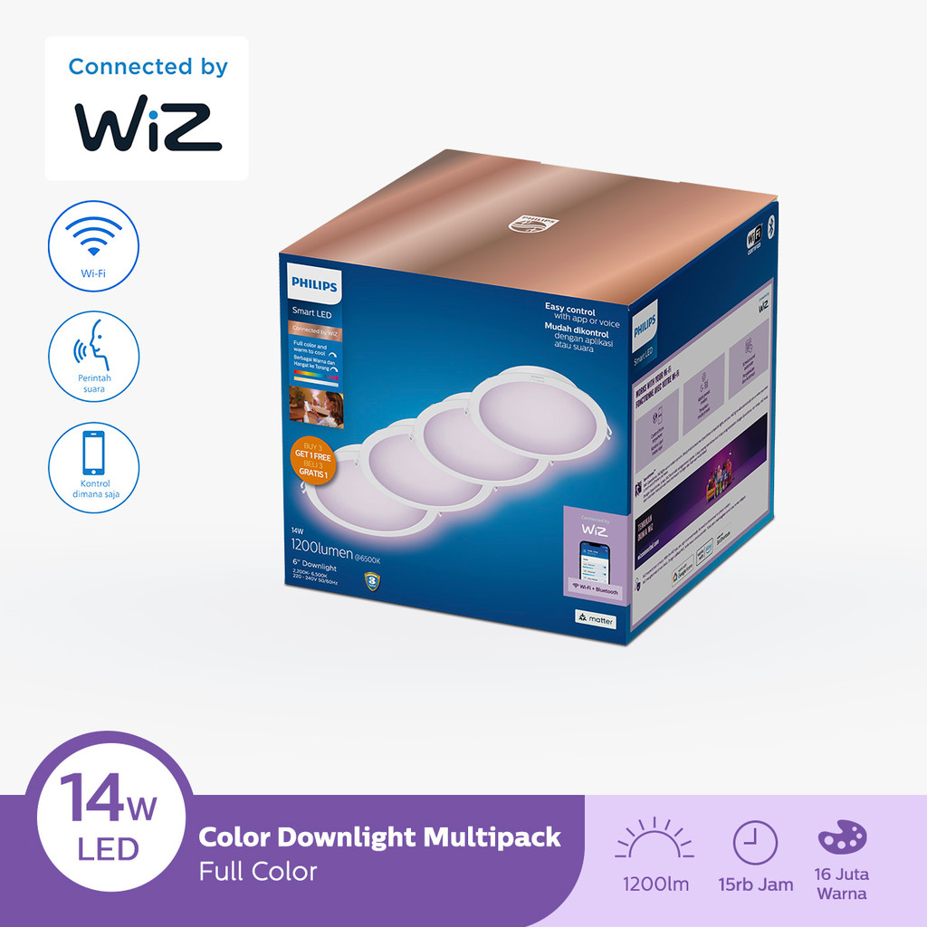 Philips Multipack Smart Wifi LED Downlight RGB Color 14W