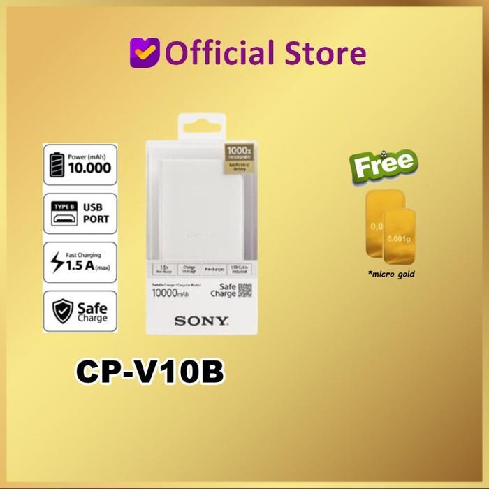 Sony CP-V10B 10000mAH Lithium-Polymer Powerbank Power Bank CP V10 B Baterai Ponsel