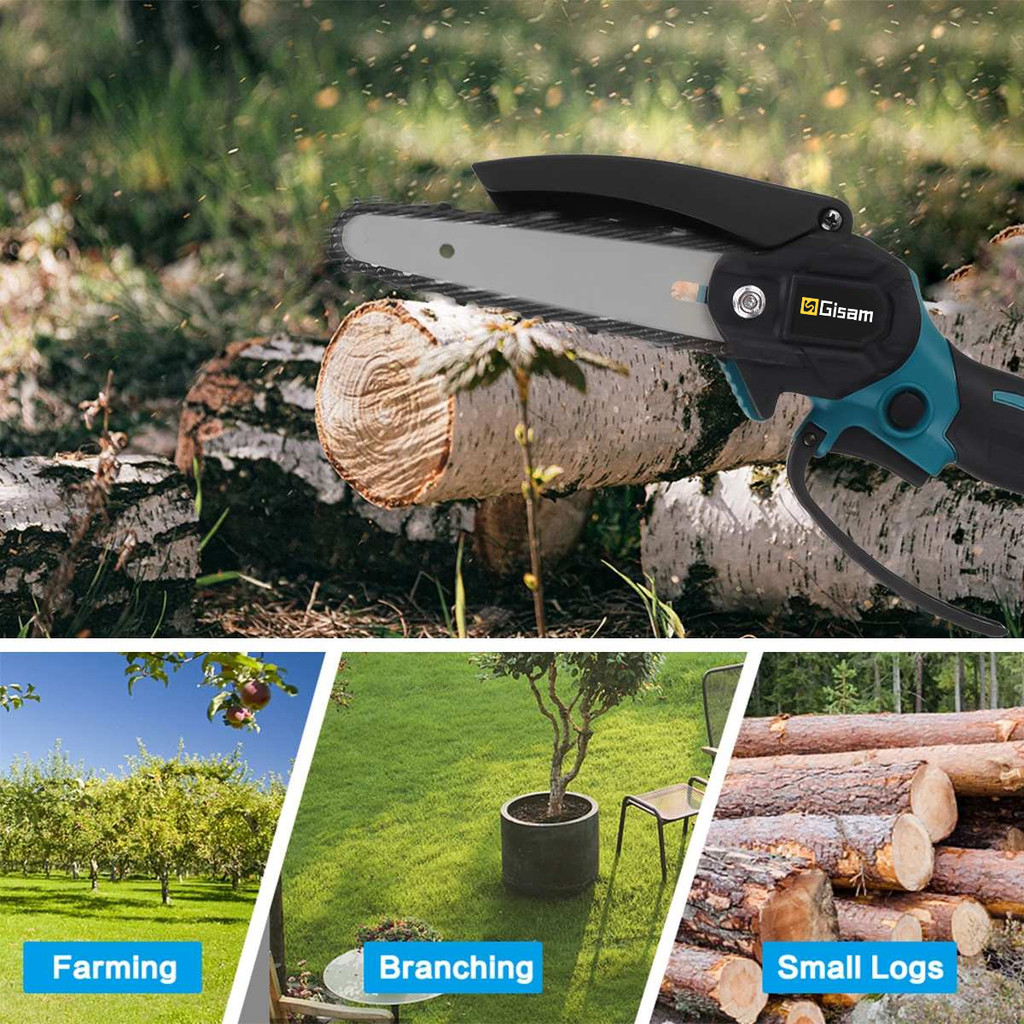 6 Inch Cordless Chain Saw Mini Handheld Pruning Saw Portable Woodworking Electric Saw Cutting Power 