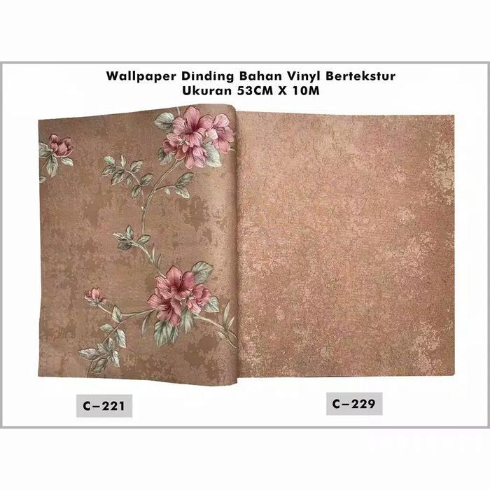 WALLPAPER DINDING 3D VINYL MURAH MOTIF BUNGA TIMBUL-POLOS SERAT WARNA