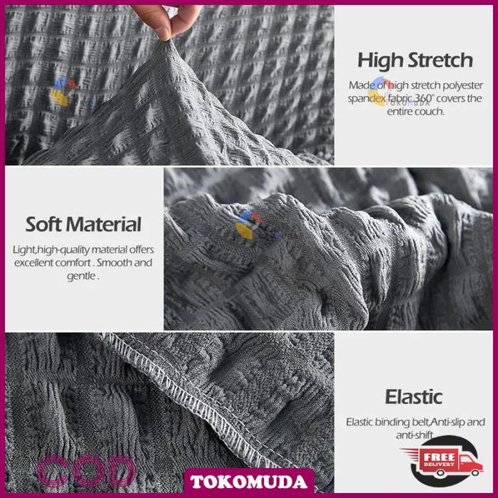 TOMU - Cover Sofa Bed Lipat 2 Seater Rumbai Penutup Selimut Sarung Sofa Elastis Cotton Universal