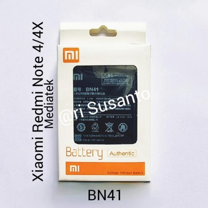 Baterai Xiaomi Redmi Note 4 / Note 4X Mediatek Bn41 Bn-41 Original Ready