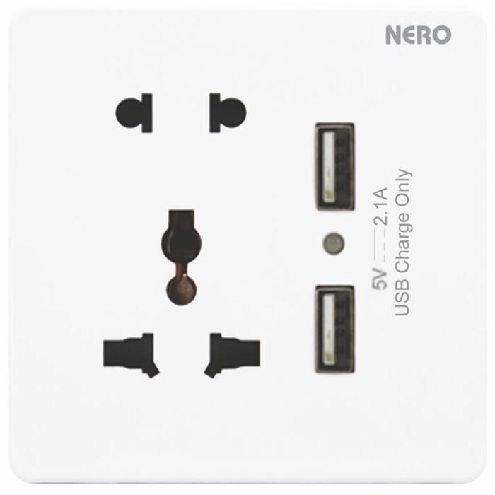 Stopkontak Nero Universal Usb Casa X2 Putih. Stopkontak Usb Casa Putih