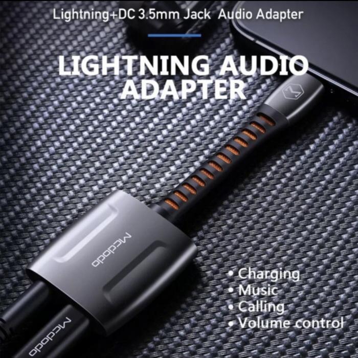 Mcdodo Splitter For Iphone Lightning To Aux + Lightning 2A
