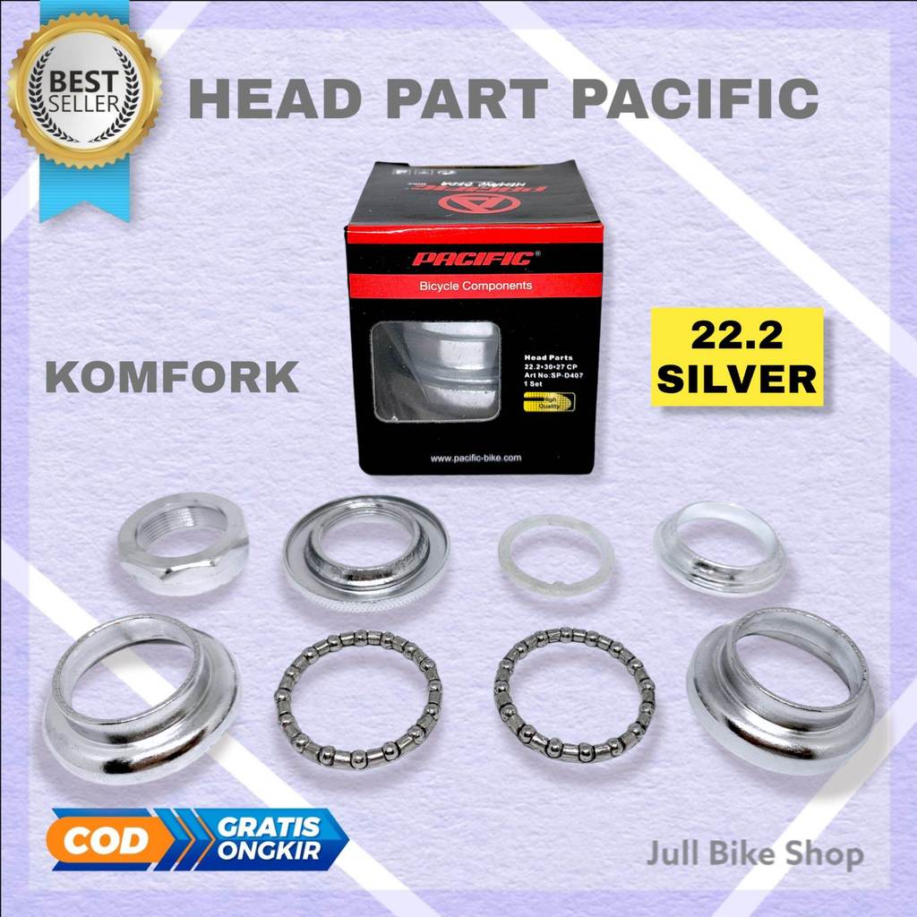 Headset silver pacific sepeda kom fork standard fixie jadul mtb komfork stem chrome 22.2 anak bmx un