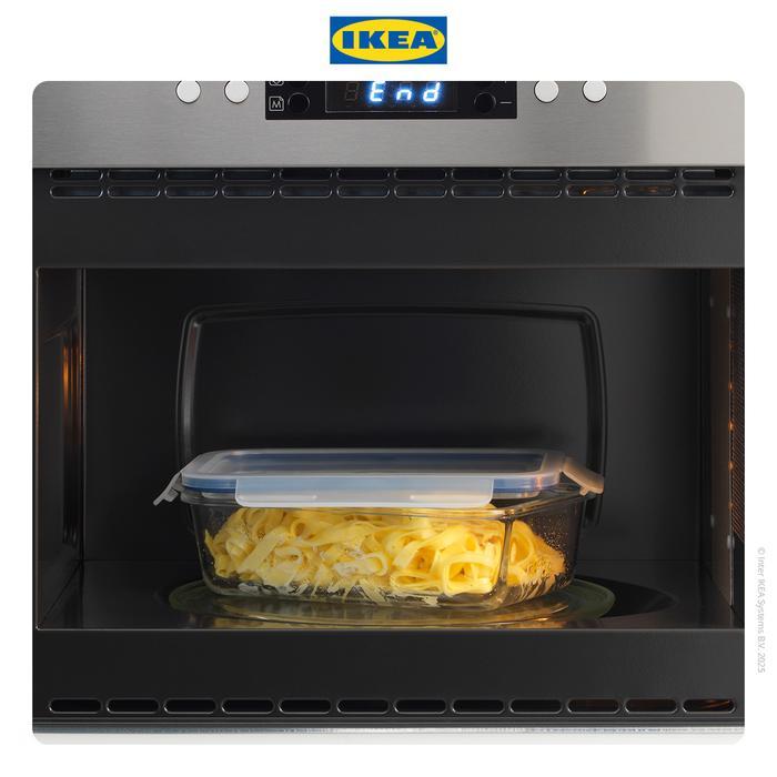 Cooksy- Ikea 365+ Wadah Makanan / Kotak Makan Persegi Panjang Bahan Kaca Dengan Penutup Plastik