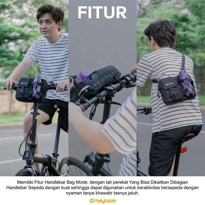 2dqc- Tas Selempang Pria Ryder Waist Bag Sepeda Bike Handlebar Heylook