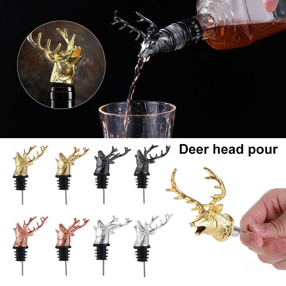 1Pc Zinc Alloy Deer Head Pourer Unique Stag Stoppers Aerators Bar Tools Kitchen Accessories Party