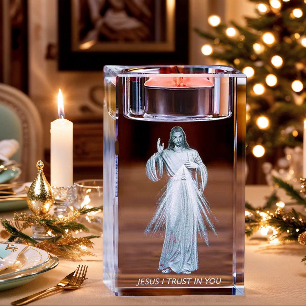 Home Decor Gift Handing Jesus Candlestick Holiday Present Religious Home Accessories Ornament