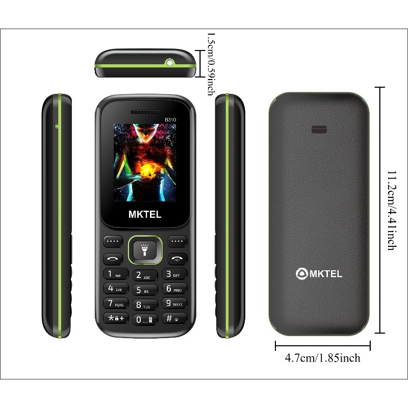 B310 1.77 Inch Dual SIM Feature Phone SC6531E Bluetooth FM Radio MP3 Torch 800mAh Battery Unlocked