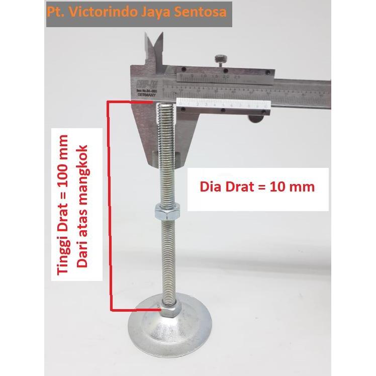BERKUALITAS Kaki Meja foot adjuster table bahan Besi M 10 x 100 mm ( galvanised )